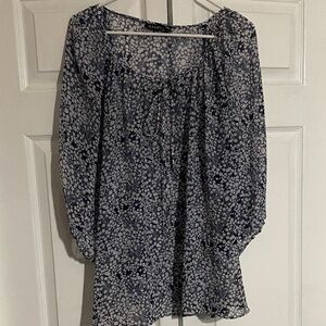 a.n.a Navy and White Patterned Blouse